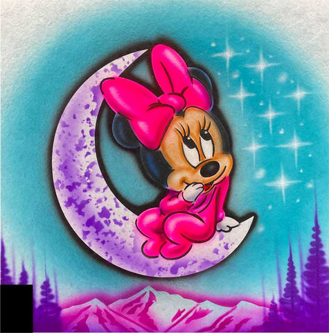 Anime Baby Minie on moon  # 2448  art stencil