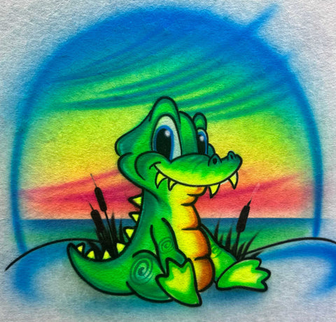 3238 Aligator Beach Animals art stencil / template