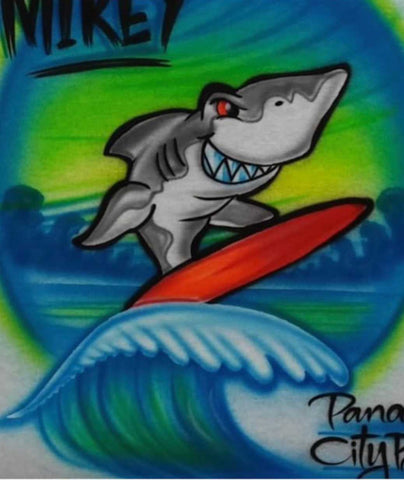 3240 Shark Surfing Beach Animals art stencil / template
