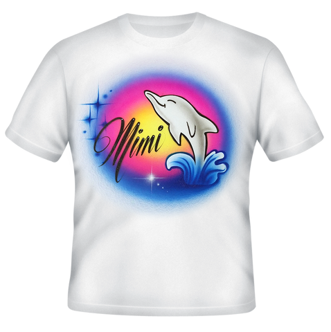 Custom Airbrushed T-shirt - Dolphin Design