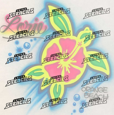 Beach Hibiscus Turtle # 2374 art stencil / template