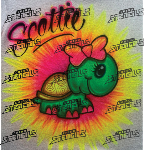 Beach Girl Turtle # 2376 art stencil / template