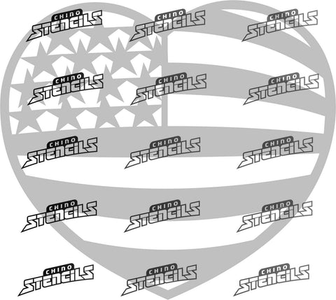 Heart Flag # 2380 art stencil / template