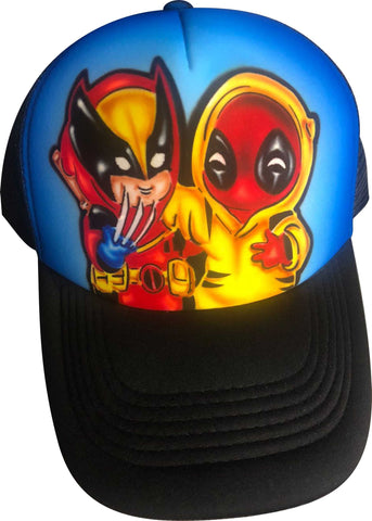 Anime Wolverine Deadpool chibi # 2440 Fan art stencil design