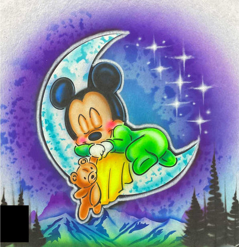 Anime Baby Micky on moon  # 2448  art stencil