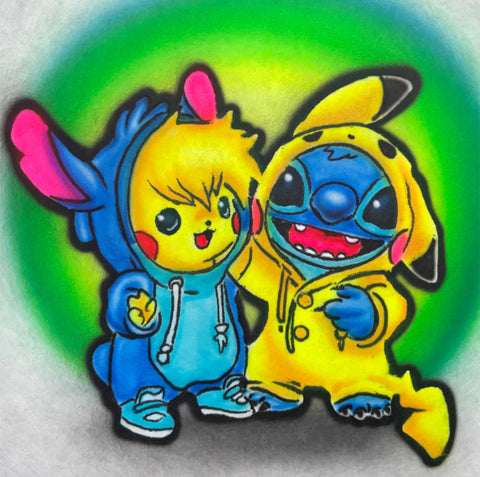 Anime Pika and Stitch  # 2451  art stencil