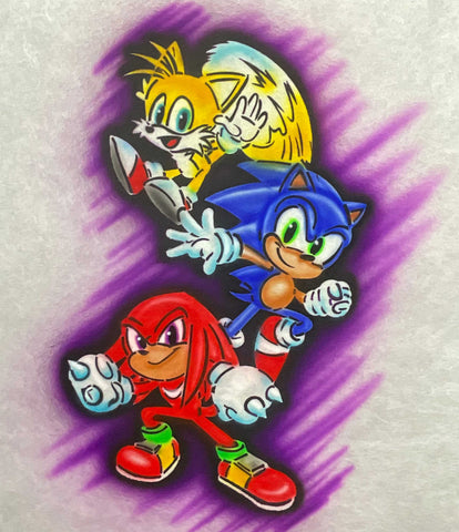 Anime Tails Sonic Knuckles  # 2460 art stencil