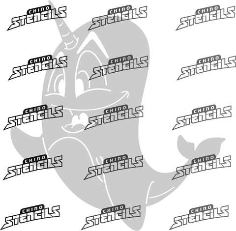 Narwhal Whale ( Beach )# 2498 art stencil / template