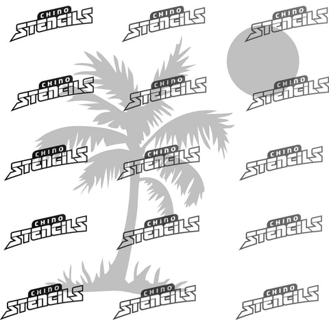 Beach Design ( Palm Tree and Sun ) # 1876 art stencil