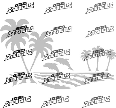 Beach Design ( Dolphin Sunset ) # 1983 art stencil
