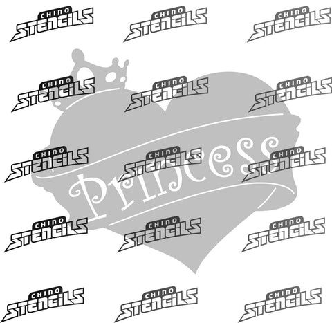 Princess Heart and Crown # 2145 art stencil