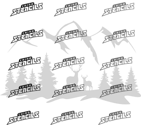 Mountain and Tree line scenery # 2175 art stencil
