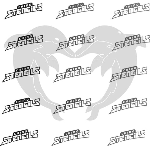 Beach Double Dolphin heart (2022) # 2244 art stencil
