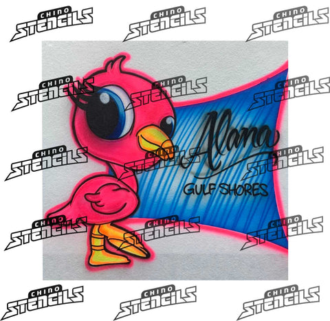 Animals Beach Baby Flamingo # 2316 art stencil / template