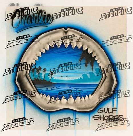Beach Shark Mouth # 2319 art stencil / template