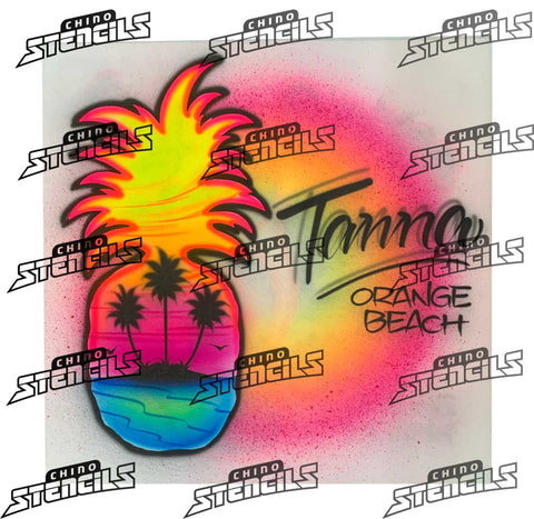 Beach Pineapple  # 2320 art stencil / template