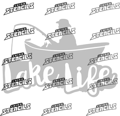 Fishing Lake Life # 2352 art stencil / template