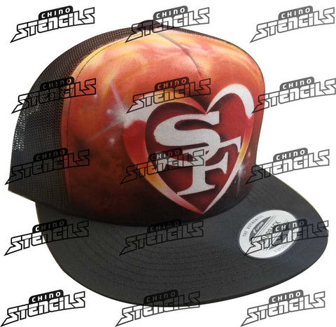 Football Niners Heart # 1928 stencil art stencil