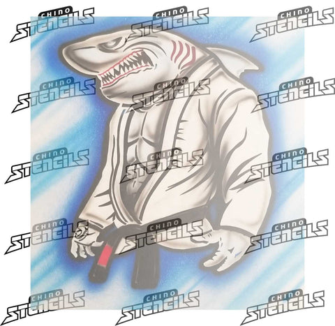 Shark jiu jitsu / mma / martial art stencil