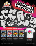 19 Valentine Designs - T-shirt art stencil Pack clipart airbrush design couples gift presents